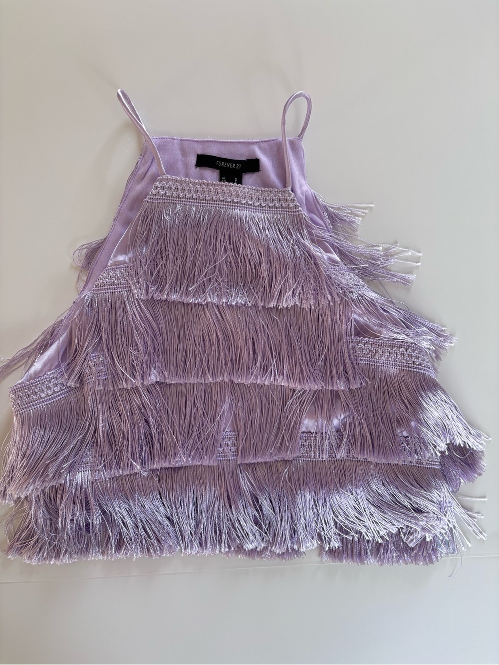 Forever 21 Lilac Fringe Halter Crop Top | Small | Festival